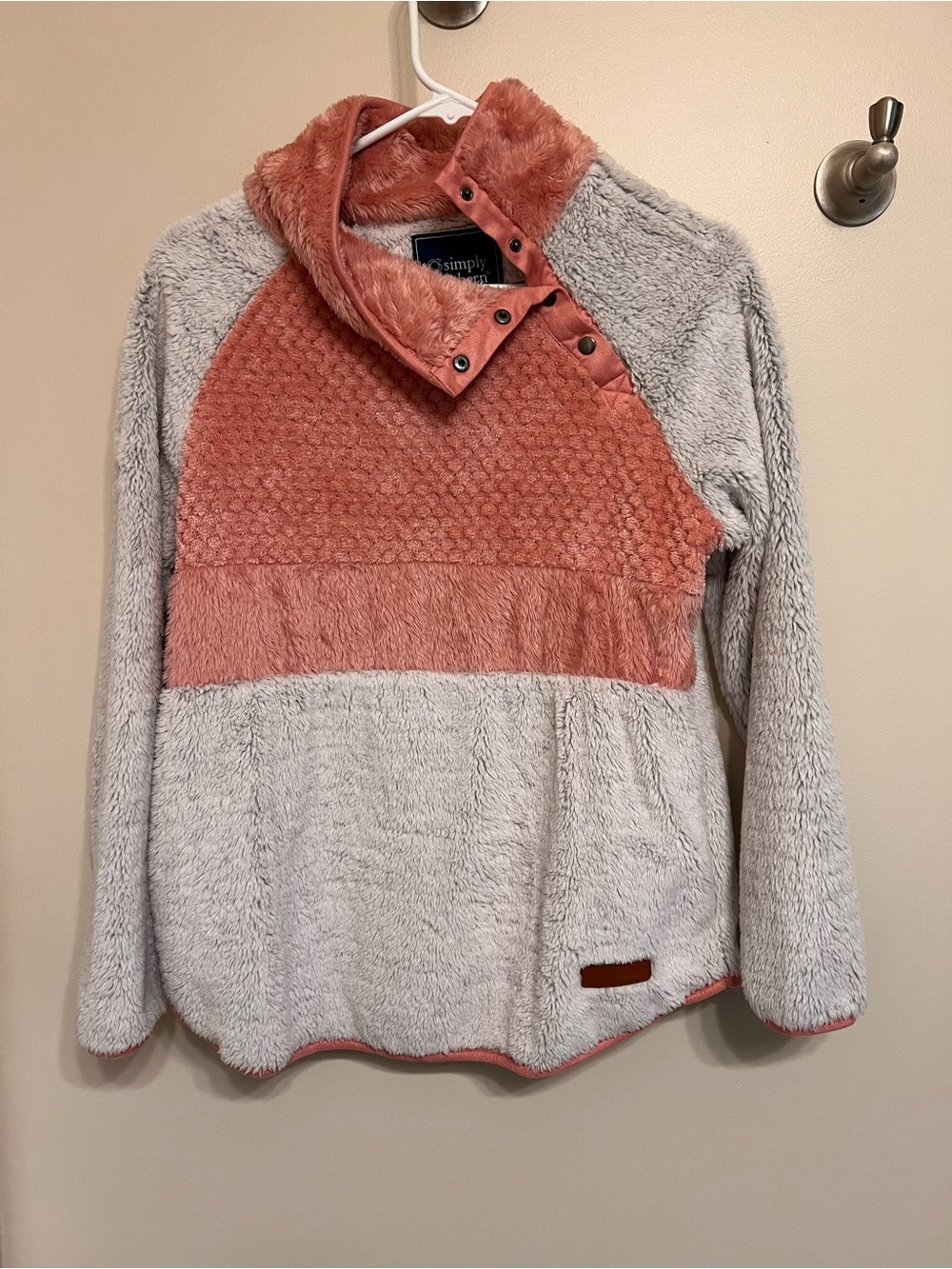 Simply Southern Plush Pullover Sweater - Rose Quartz & Light Gray